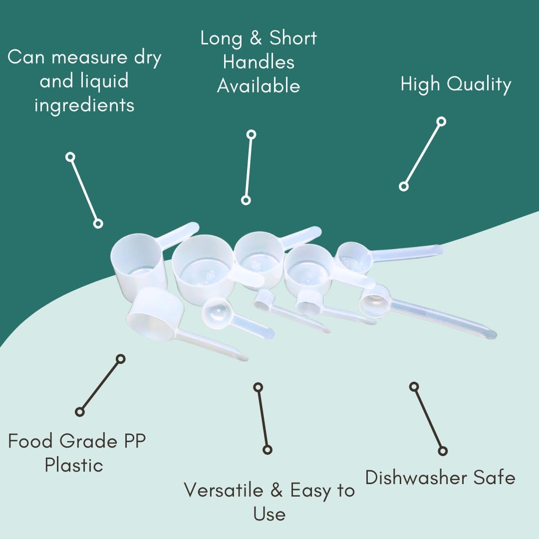 1.5 mL (1.5 CC) Long Handle Scoop for Measuring Coffee, Pet Food, Grains, Protein, Spices and Other Dry Goods (Pack of 10)