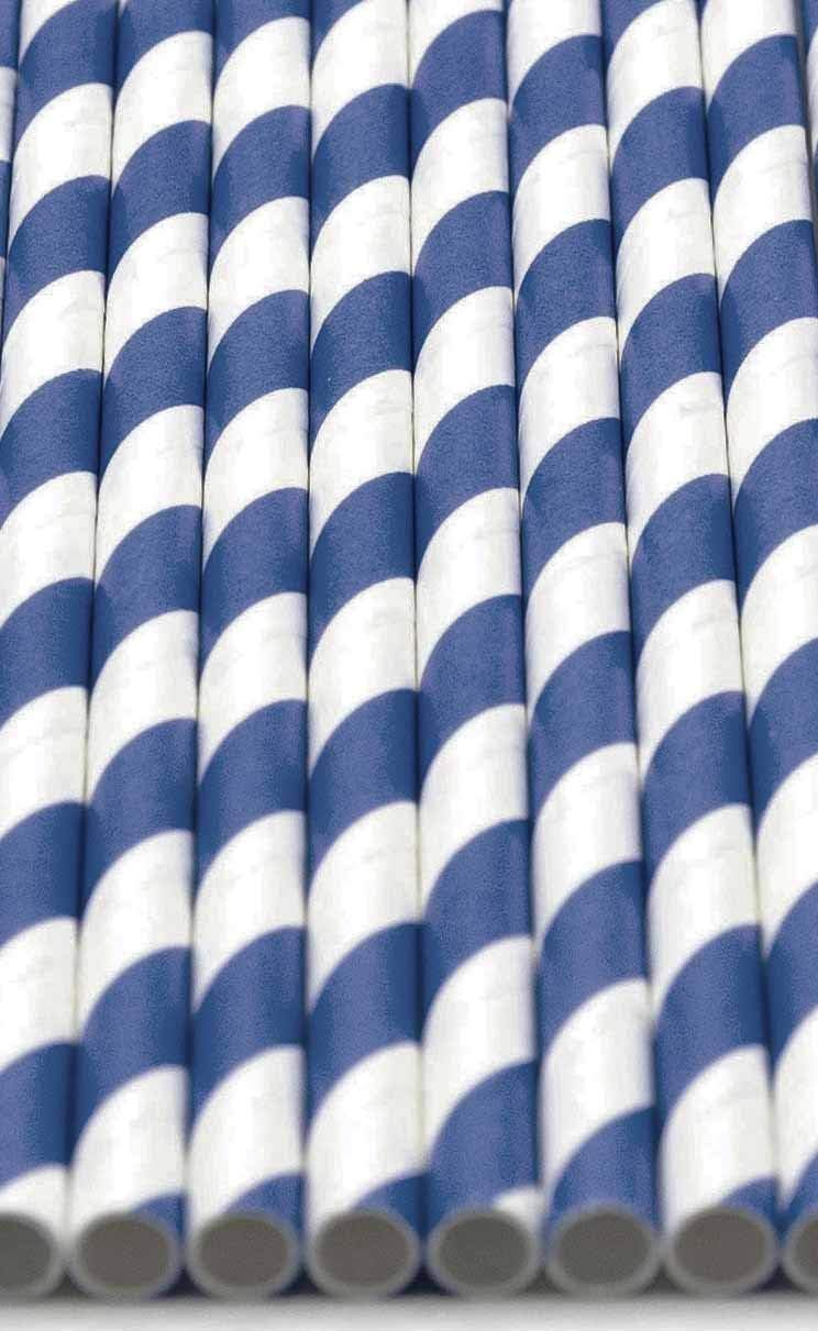 Pack of 150 Navy Blue Swirls Biodegradable 4-Ply Paper Drinking Straws (Compostable, Non-toxic, BPA-free)
