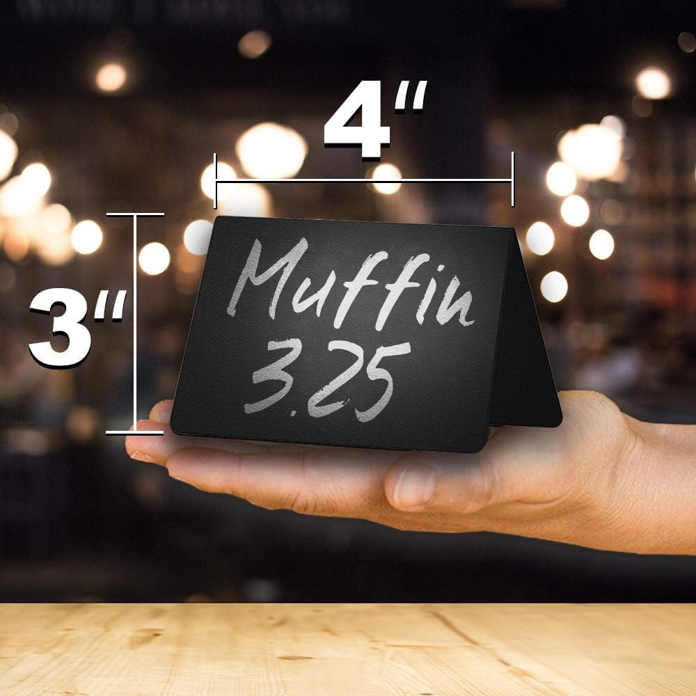 10 Pack Mini Chalkboard Table Tent Signs 4x3 β Reusable Food Labels for Buffet Party & Wedding β Plastic Display Chalk Board Tags for Catering & Event Displays