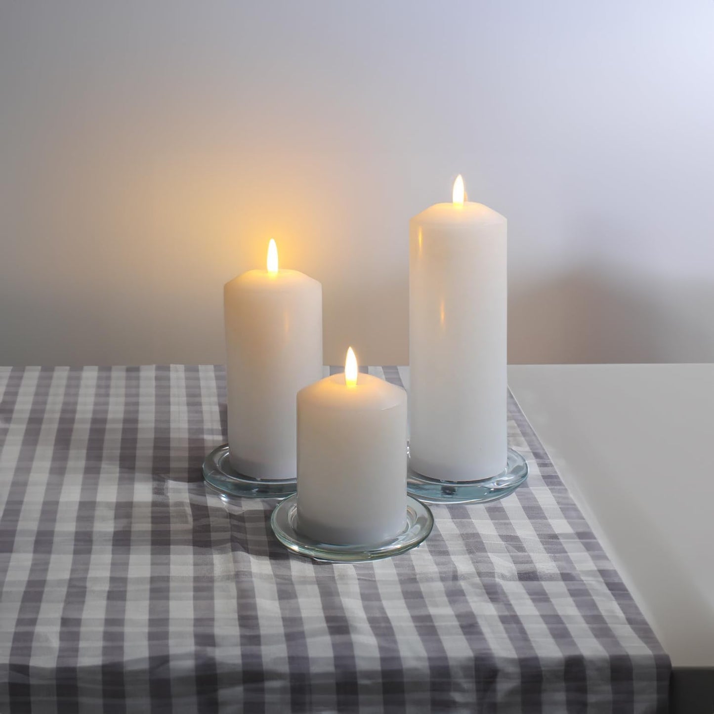 WGV Tea Light Votive Candle Holder Plate 4" W, Clear Flat Plate Glass, Small Home Accent Decor, 6 Pc