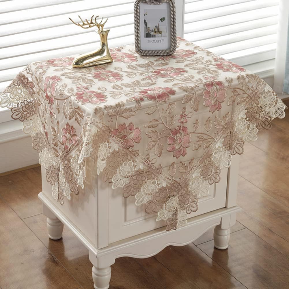 vctops Damask Lace Patchwork Tablecloth Luxury Square Small Table Cover Elegant Floral Embroidered Lace Table Cloth for Party Kitchen Dinning Picnic Decoration (Type J,22"x22")