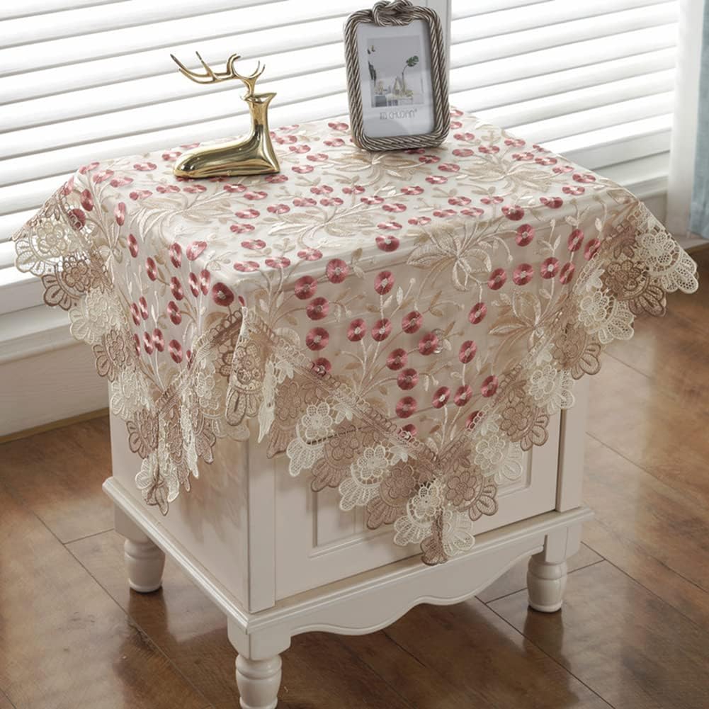 vctops Damask Lace Patchwork Tablecloth Luxury Square Small Table Cover Elegant Floral Embroidered Lace Table Cloth for Party Kitchen Dinning Picnic Decoration (Type I,32"x32")