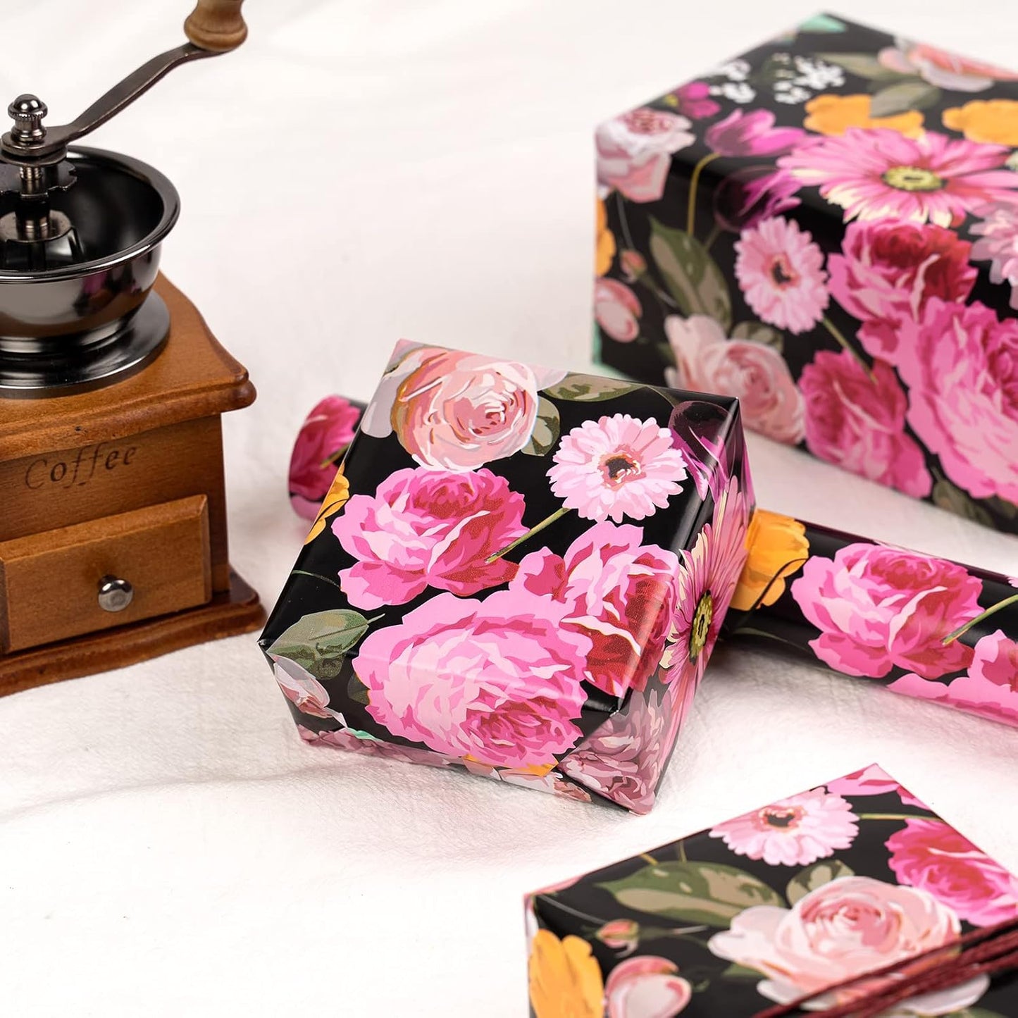 WRAPAHOLIC 30 Inch Jumbo Reversible Floral Wrapping Paper - 30 Inch X 33 Feet - Colorful Floral Design for Birthday, Mother's Day, Wedding, Baby Shower, Bridal Shower