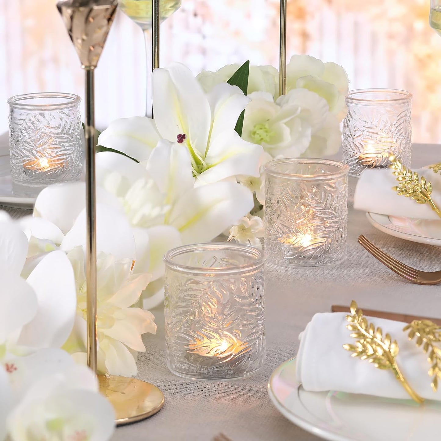 24 pcs Clear Votive Candle Holders, Glass Candle Holders for Home Decor, Tea Light Candle Holder for Wedding Table Centerpiece Decor