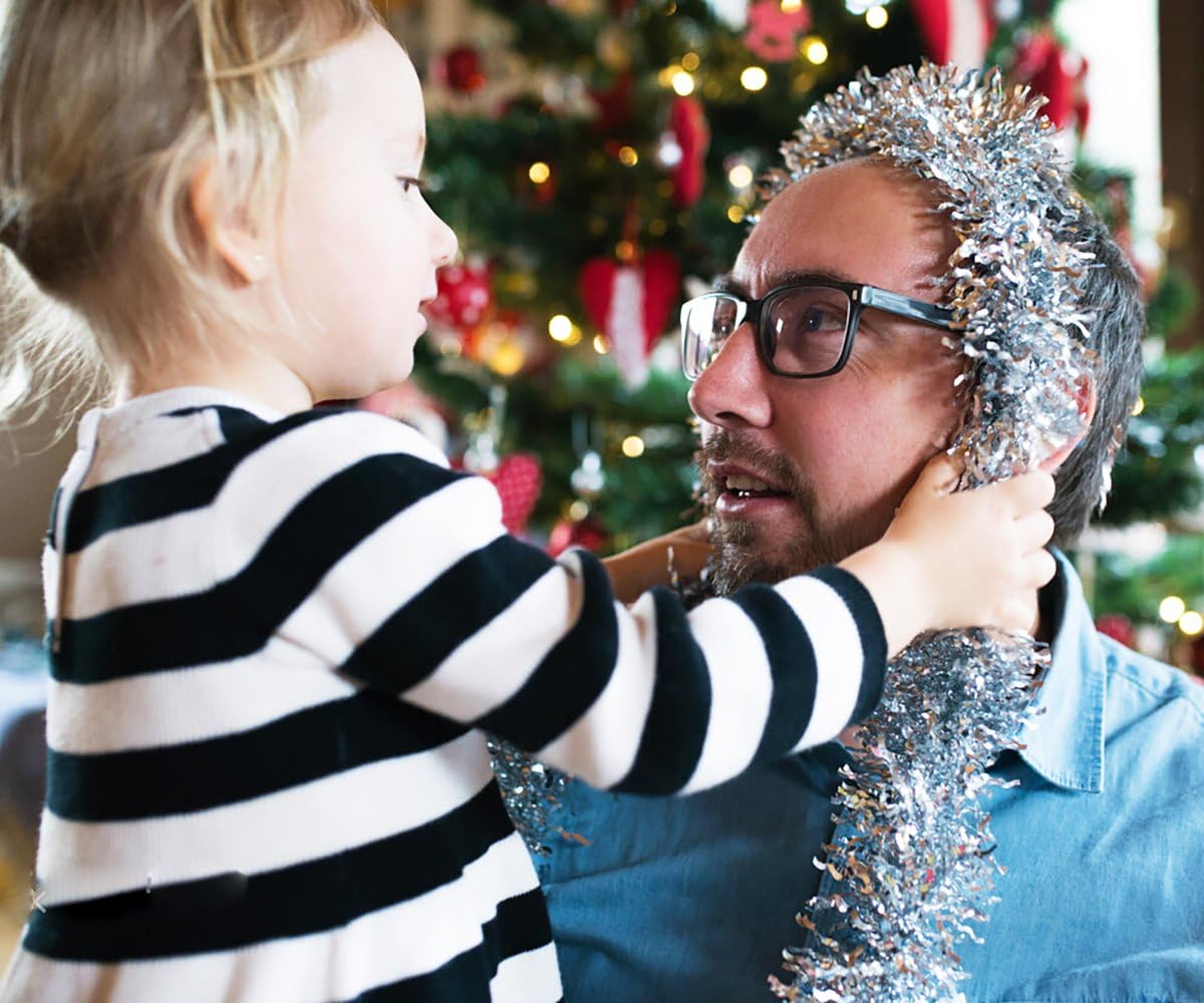 DECORA 33 Feet Silver Tinsel Garland, Christmas Metallic Hanging Tinsel Garland for Xmas Tree Home and Party Decoration