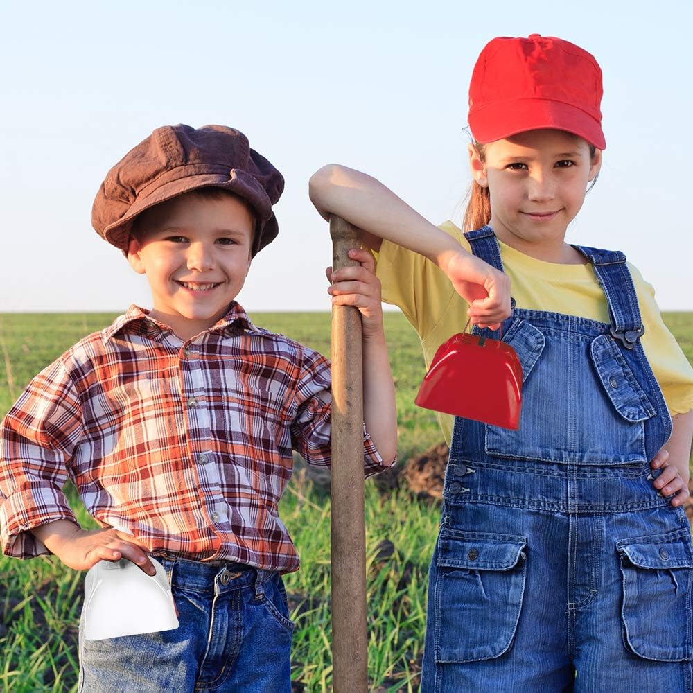 ArtCreativity 3 Inch Metal Cowbells Set - Pack of 4 - Loud Metal Cowbell Noisemakers with Handles - Red, Orange, Yellow and White Cowbell Set, Great for Football Games, Sporting Events, New Year’s Eve