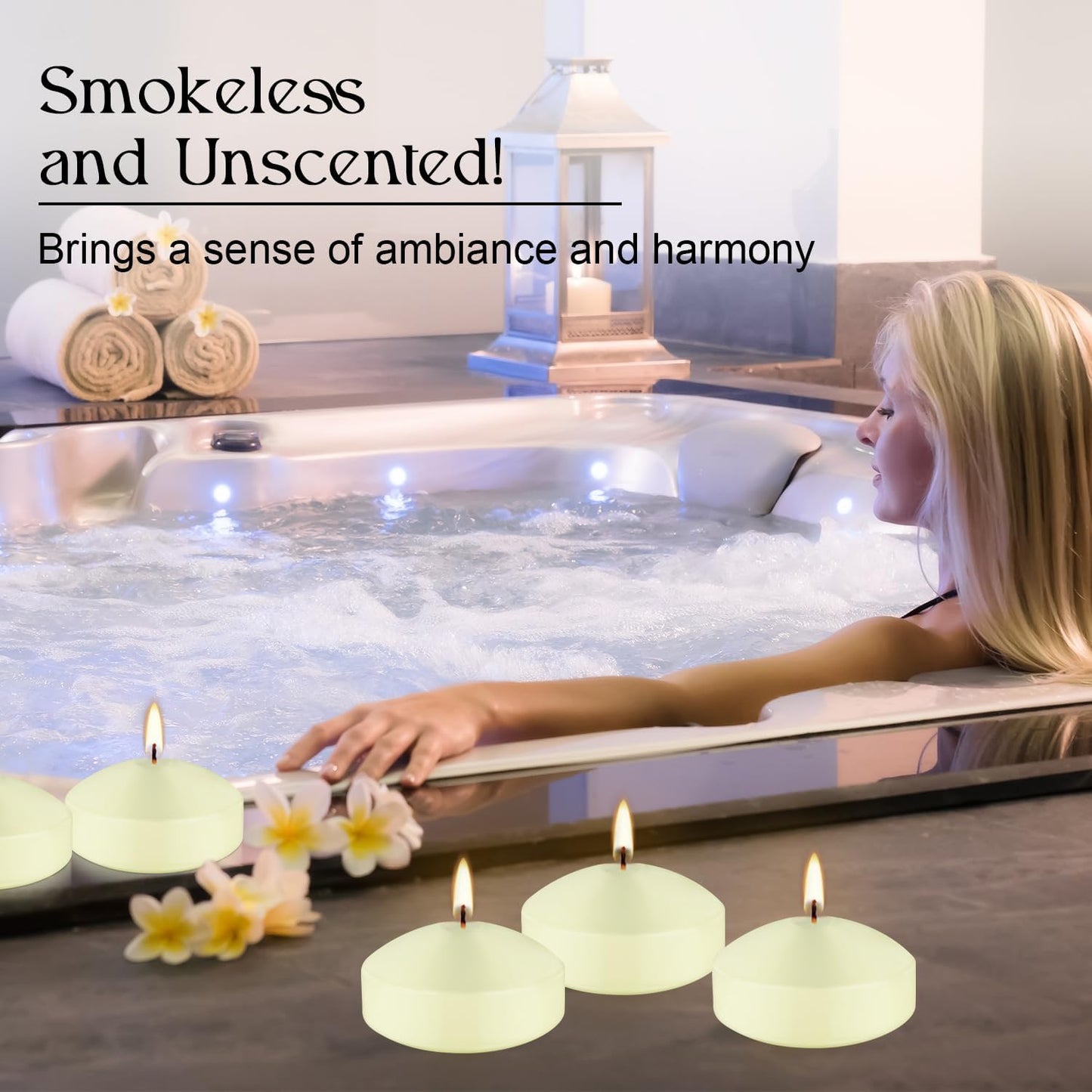 12 Pcs 3 - inch Floating Candles, Smokeless and Odourless, Burns for 8-10 Hours, Ivory, Suitable for Festivals, Weddings, Holidays, Home Decoration.
