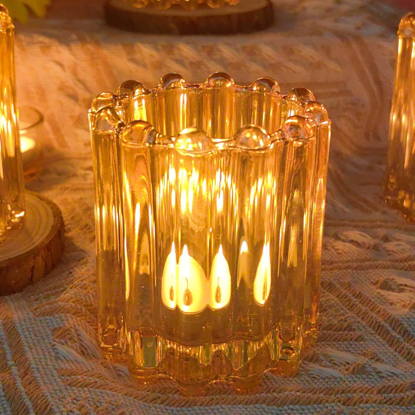 GOLDEAL 12Pcs Gold Glass Votive Candle Holders Tealight Holders Decorative, Tea Candle Holders Bulk,Candlestick for Wedding, Party,Dinner, Home Table Decor.