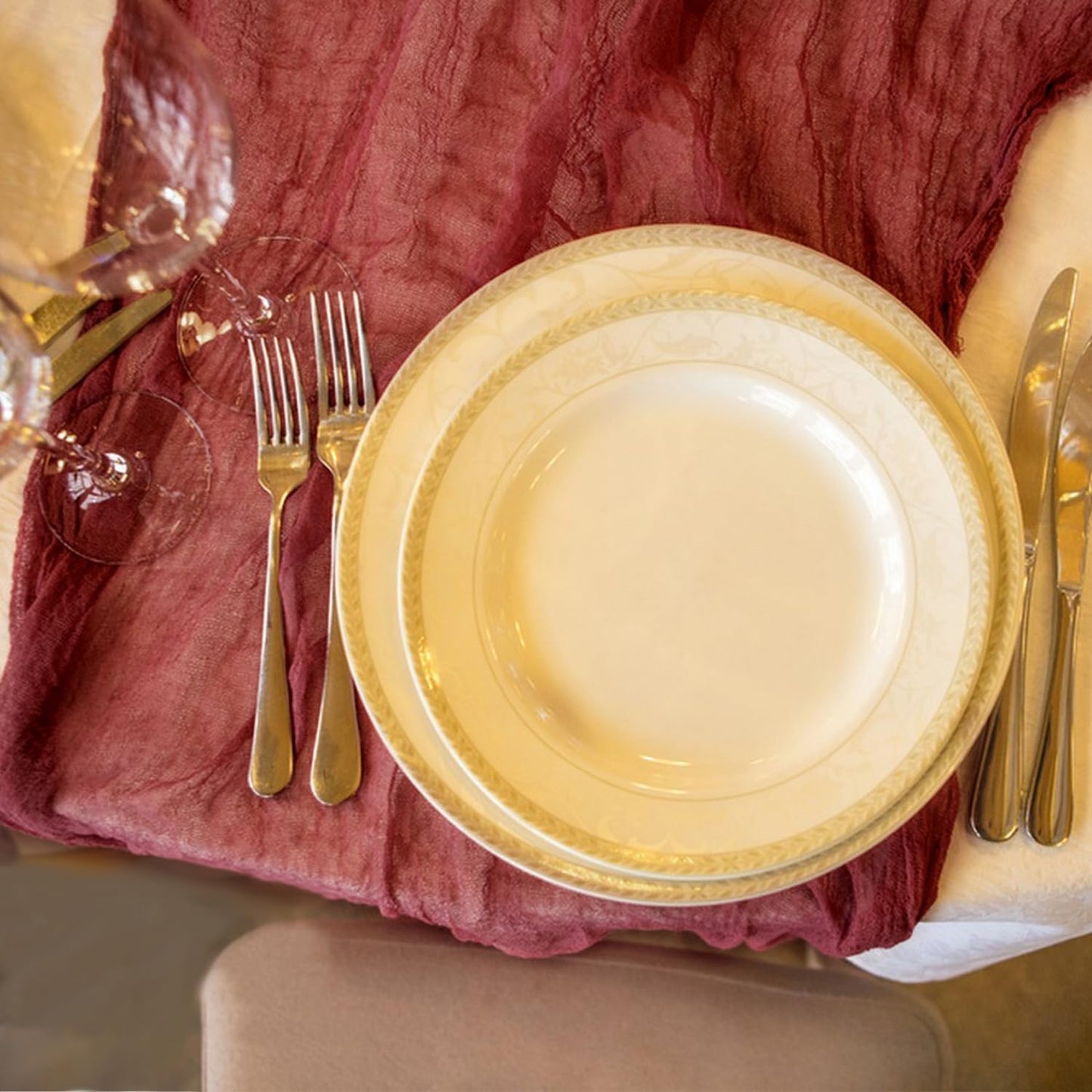 1 Pack Cheesecloth Table Runner 10Ft Christmas Gauze Boho Table Runners for Wedding Decor Bridal Shower Decorations Baby Shower Party(35" x 120")