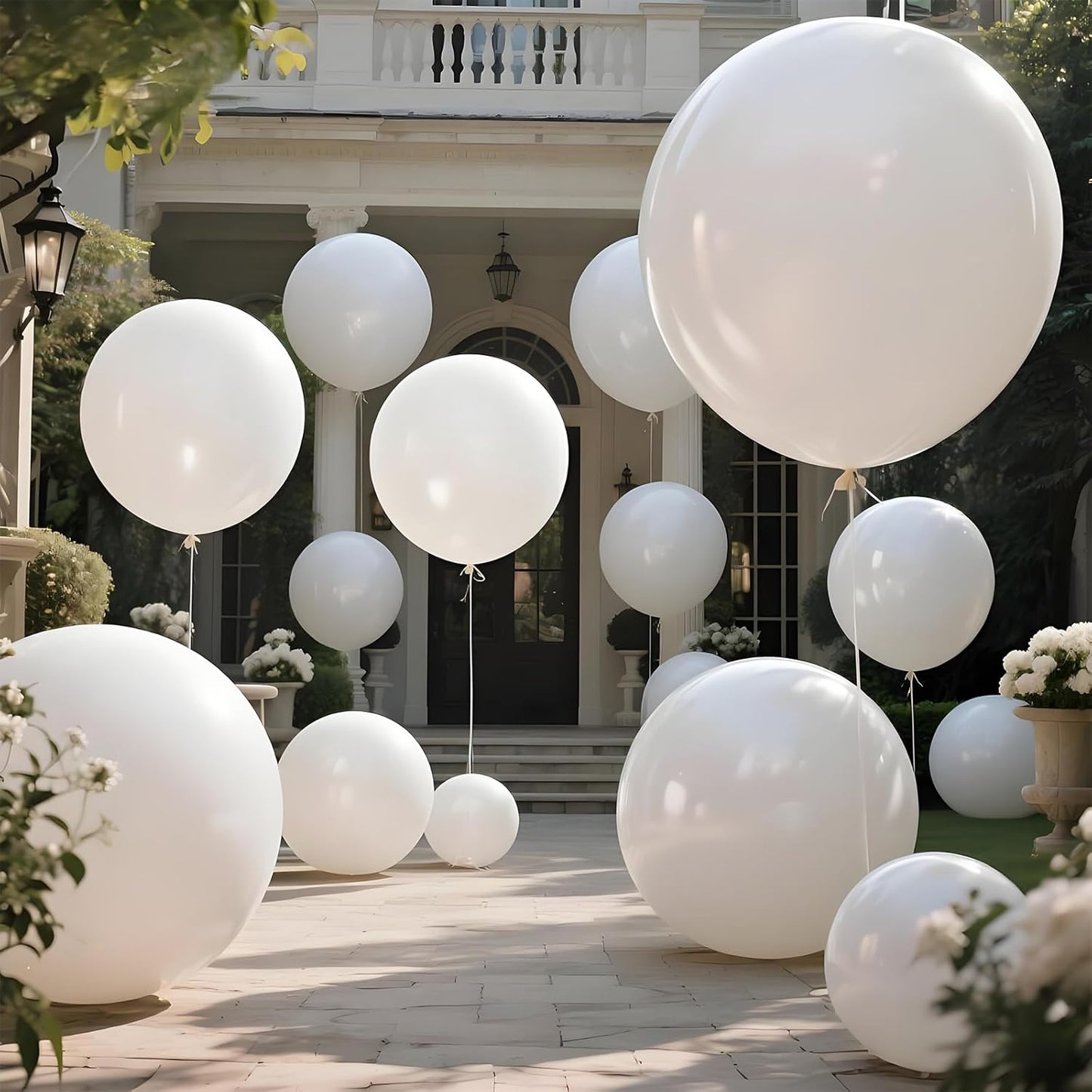 KAWKALSH White Balloons 9pcs 36 Inch Extra Large Big Jumbo Giant Matte White Latex Helium Balloons for Wedding Bridal Graduation Engagement Baby Shower Birthday Party Decorations