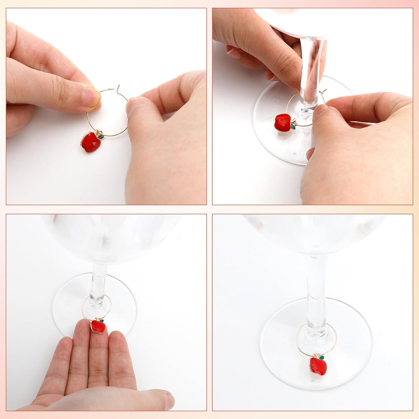 Wine Glass Charms Wine Charms for Stem Glasses Glass Markers Identifiers Tags for Christmas Tasting Party Favors Decorations