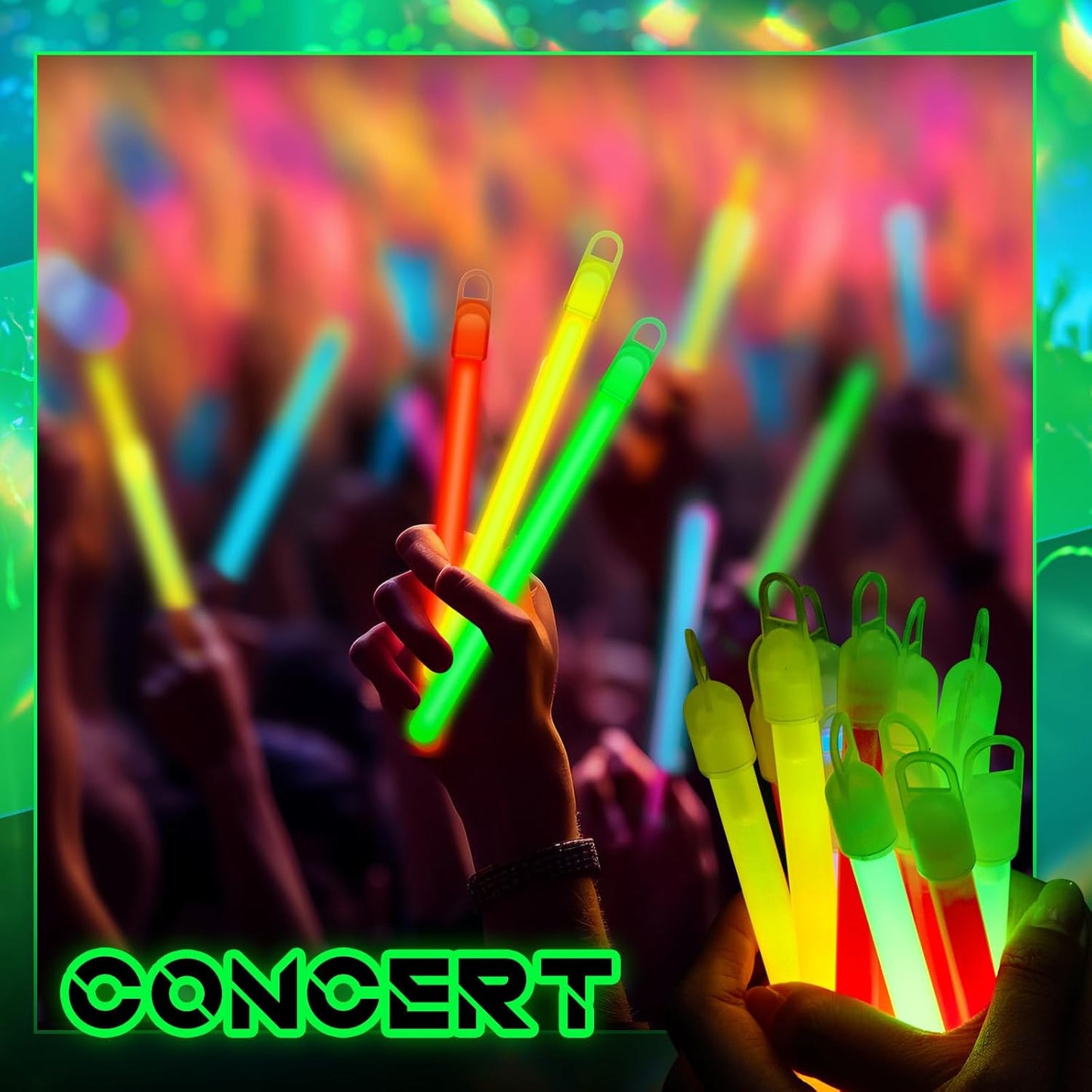 Lewtemi 4" or 6" 100 Pack Bright Glow Sticks Bulk, Glow in The Dark Party Supplies Birthday and Holidays Party Favors