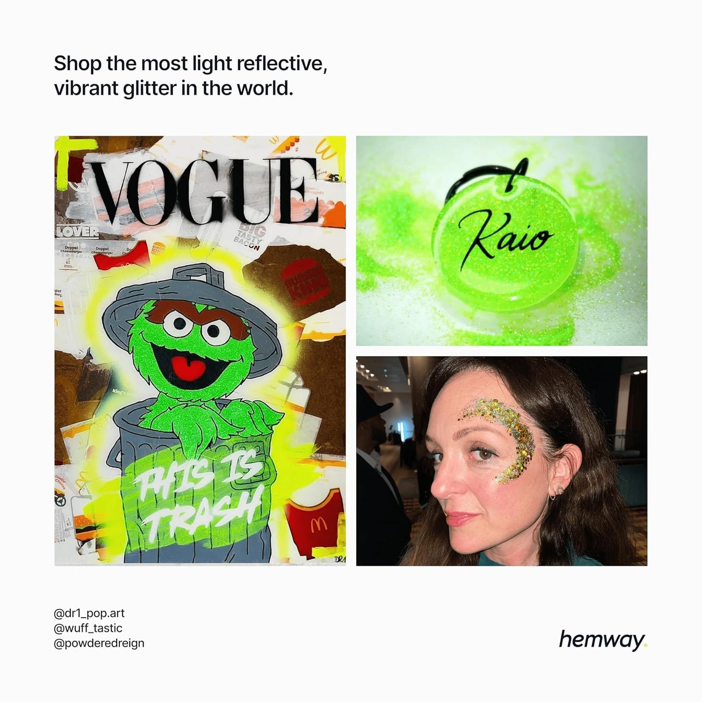 Hemway Eco Friendly Biodegradable Glitter 100g / 3.5oz Bio Cosmetic Safe Sparkle Vegan for Face, Eyeshadow, Body, Hair, Nail and Festival Makeup, Craft - Fine (1/64" 0.015" 0.4mm) - Lime Green