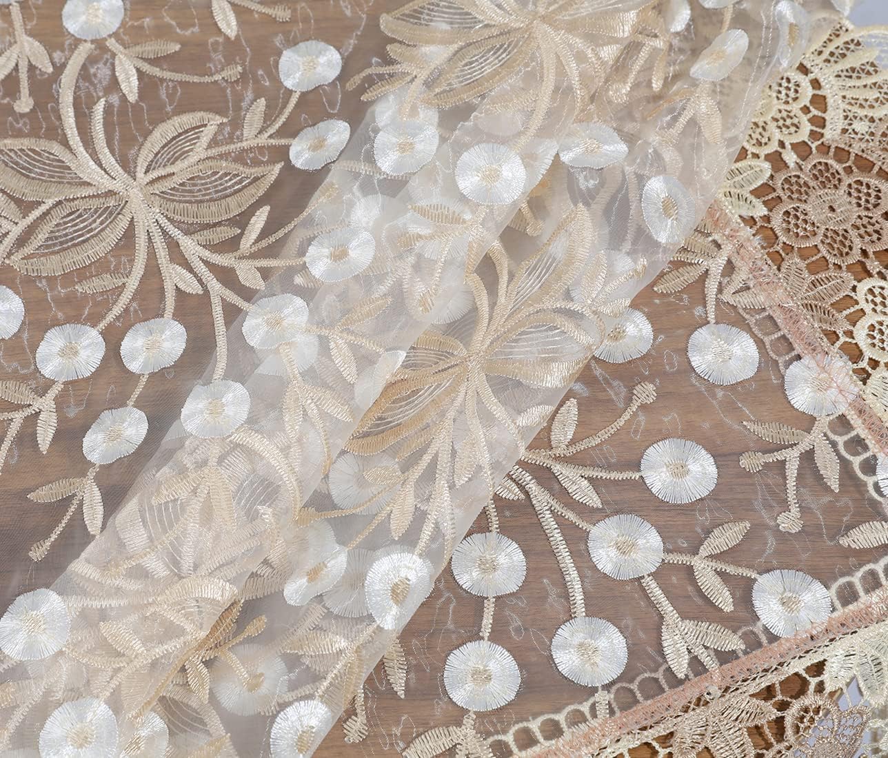 vctops Damask Lace Patchwork Tablecloth Luxury Square Small Table Cover Elegant Floral Embroidered Lace Table Cloth for Party Kitchen Dinning Picnic Decoration (Type H,32"x32")