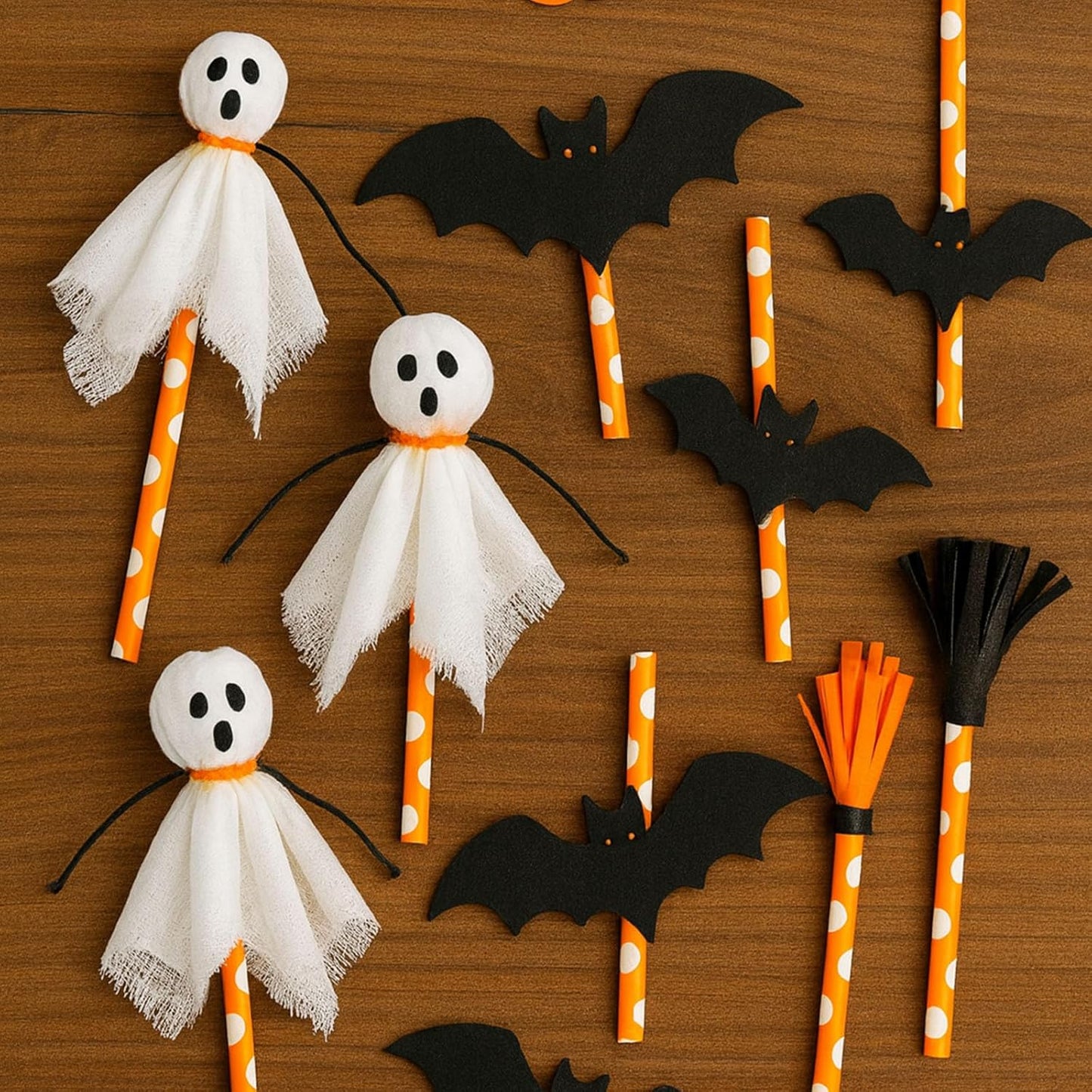 HANSGO Halloween Paper Straws, 70PCS Paper Drinking Straws Bulk for Halloween Party Favor Cupcake Decorating