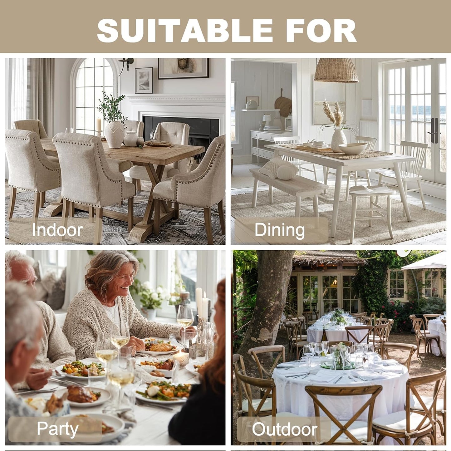 Hiasan 2 Pack Faux Linen Rectangle Tablecloth - Wrinkle and Stain Resistant Washable Table Cloth for Kitchen Dining Room Holiday Table Cover for Dinner, Beige, 70 x 120 Inch