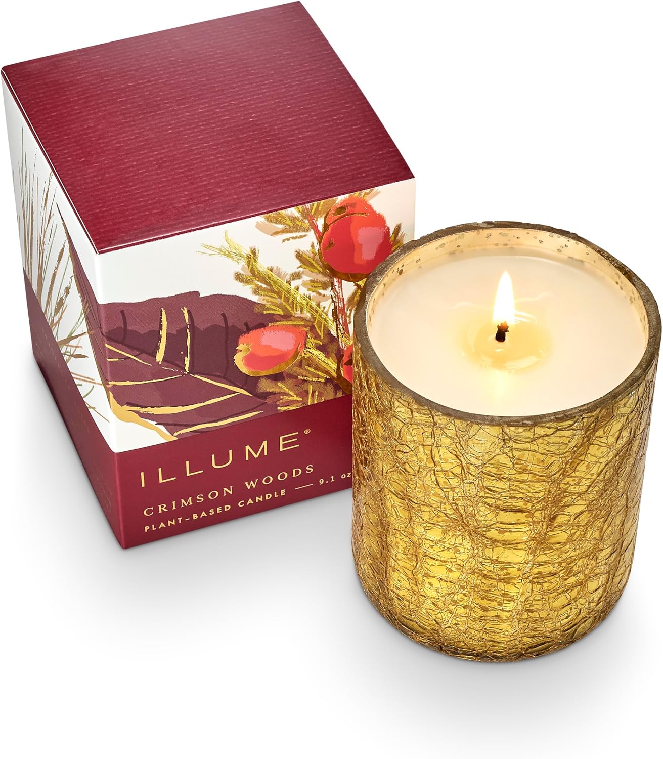 Illume Crimson Woods Small Boxed Crackle Glass Candle
