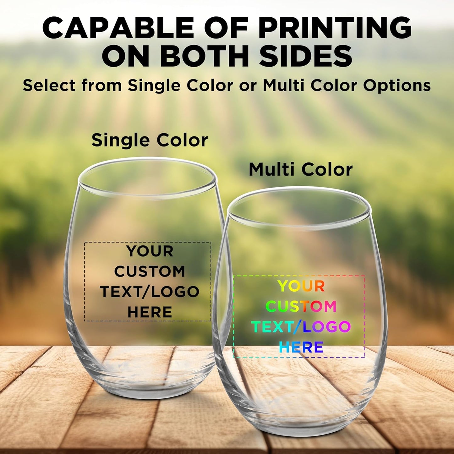 Custom Stemless Wine Glasses by ARC 5.5 oz. Set of 12, Personalized Bulk Pack - Perfect for Hotel, Bar, Restaurant or Lounge - Clear