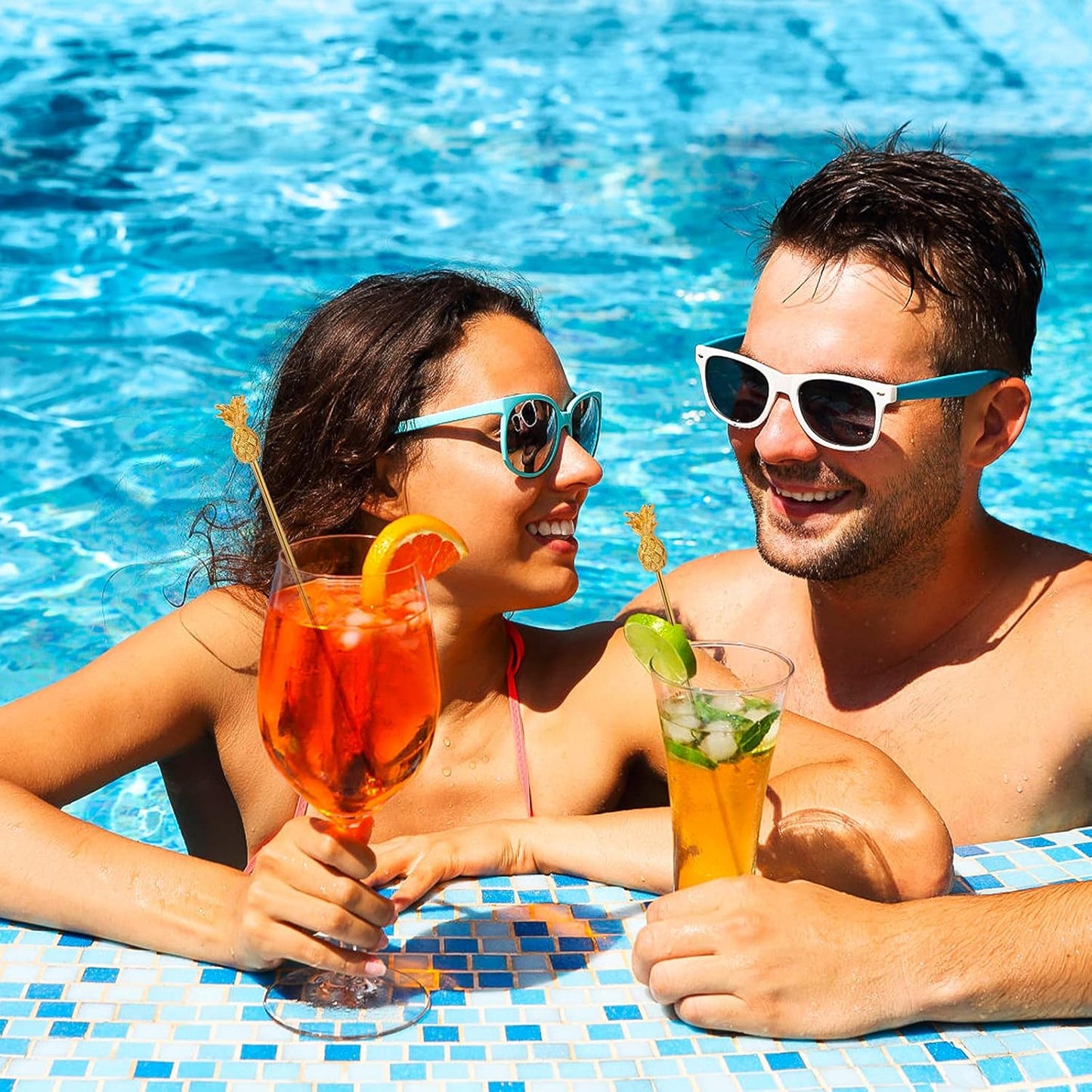 Pineapple Drink Stirrer Sticks Stainless Steel Coffee Beverage Stirrers,Set of 4 Cocktail Swizzle Stick,7.28", Gold