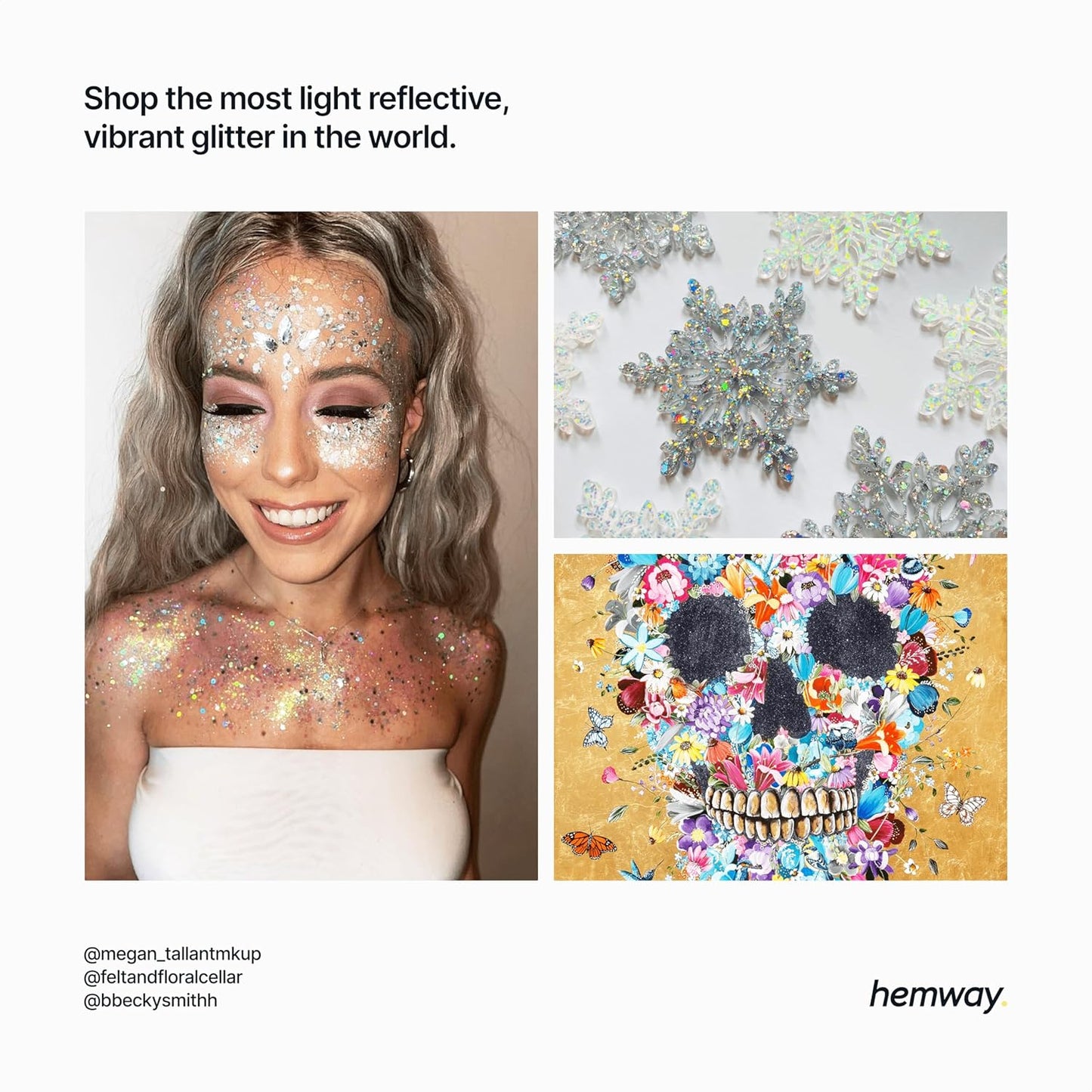 Hemway Eco Friendly Biodegradable Glitter 100g / 3.5oz Bio Cosmetic Safe Sparkle Vegan For Face, Eyeshadow, Body, Hair, Nail And Festival Makeup, Craft - Fine (1/64" 0.015" 0.4mm) - Silver Holographic