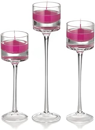 yummi Set of 18 Floating Candles and Monet Stem Holders - Hot Pink