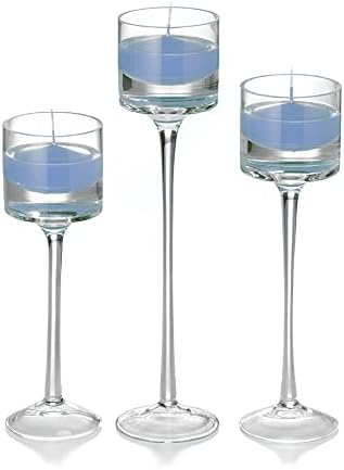 yummi Set of 18 Floating Candles and Monet Stem Holders - Periwinkle Blue