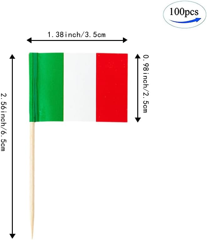 mflagperft Italy Flag Italian Flag, Small Mini Italy Toothpick Flags for Food, Cupcakes, Cocktails, Appetizers, Bar Party Decorations