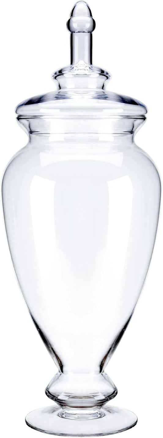 Glass Large Apothecary Jars, Clear Candy Bowl Dishes Holder Elegant Storage Buffet Display, Decorative Wedding Candy Organizer Canisters (Height: 20" Body: 7.5")