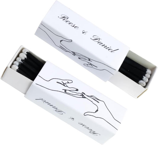 10 Boxes - Customized Matchboxes Colorful Tips (Wedding Design #5, 4" Matchboxes) (2" Matchsticks, Wedding Design #2)