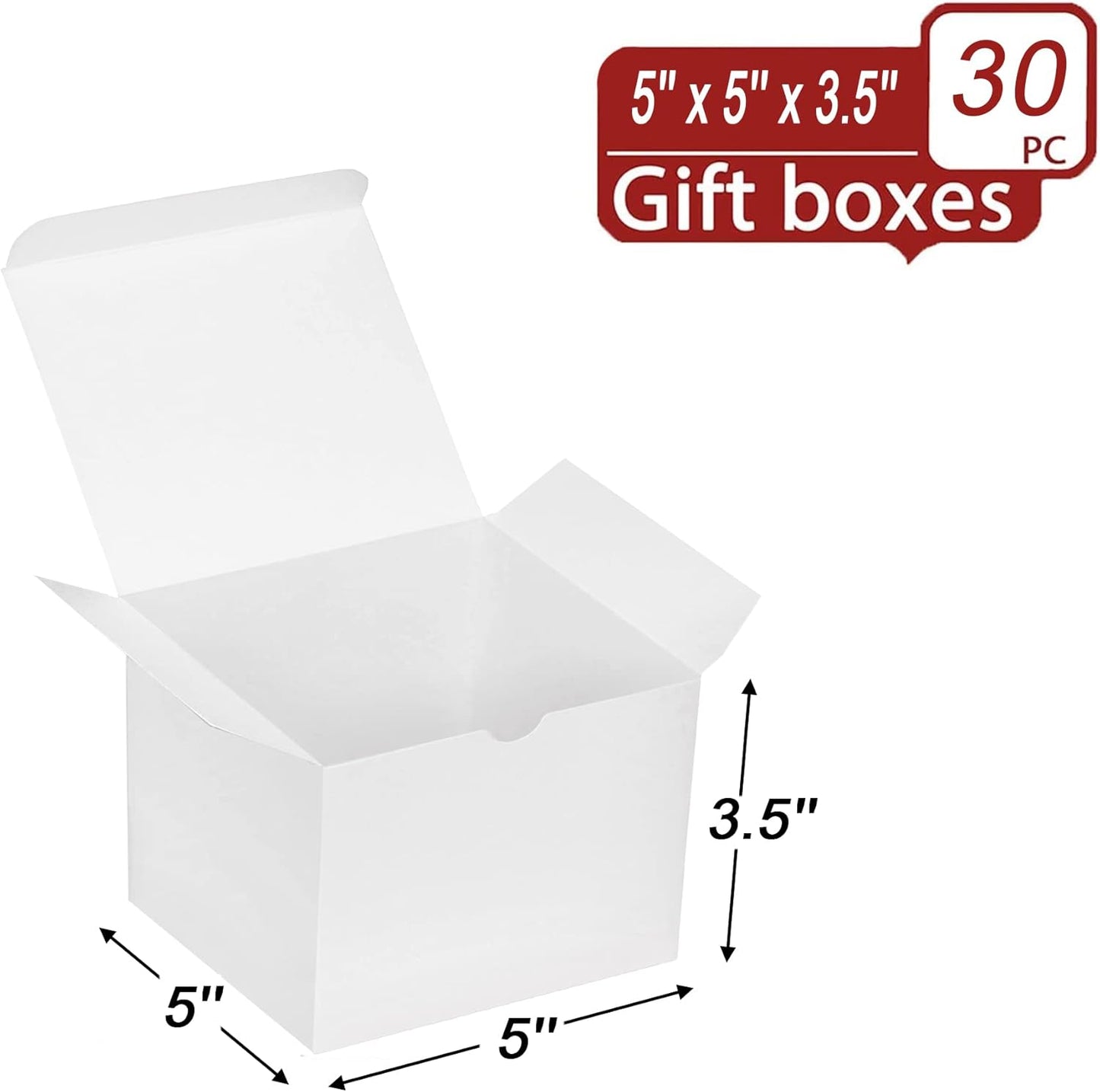 Xxcxpark 30 PCS White Gift Boxes 5x5x3.5 Inches, Decorative Party Favor Kraft Paper Gift Packaging Box with Lid for DIY Crafting, Cube, Cupcake, Kraft Present Boxes for Birthday, Wedding