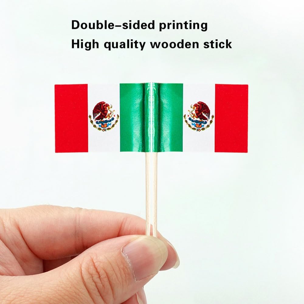 Mexico Flag Mexican Flag, Small Mini Mexico Toothpick Flags for Food, Cupcakes, Cocktails, Appetizers, Bar Party Decorations
