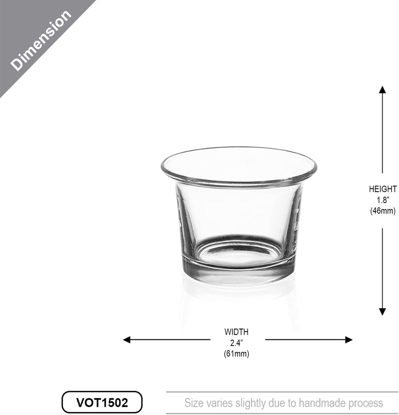 WGV Flare Lip Cylinder Tea Light Votive Candle Holder 2.4" W x 1.75" H, Clear Oyster Glass Cup, Small Accent Decor, 6 Pieces