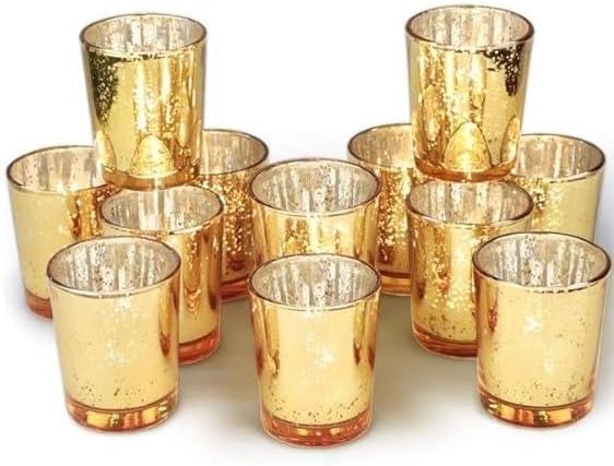 Homemory 36 Pcs Silver Votive Candle Holders, Mercury Glass Candle Holder, Tealight Candle Holders for Table Centerpieces, Baby Shower, Party, Anniversary, Wedding, Home Decor, Halloween, Christmas