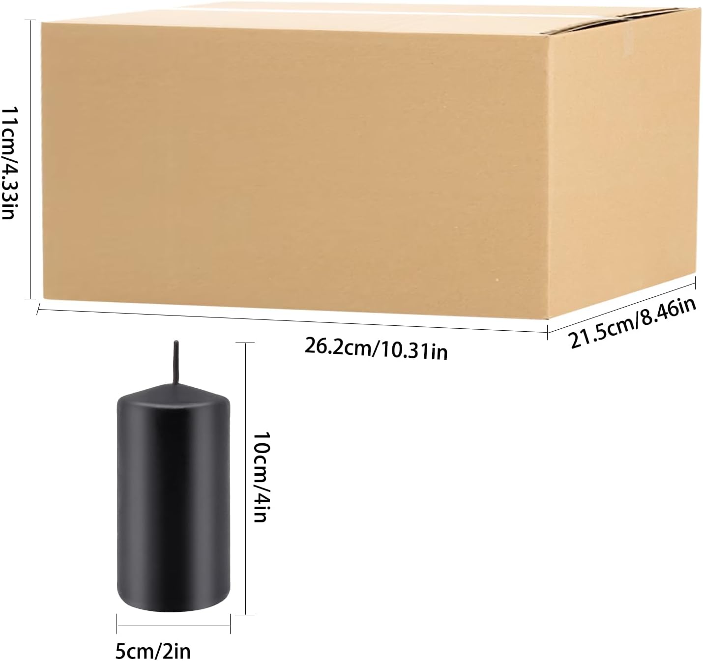 Set of 20 | 2X 4 inch Tall Pillar Candles, Soy Wax. Perfect for Candlelight Dinner, Home Decoration, Party, Wedding.(Black)