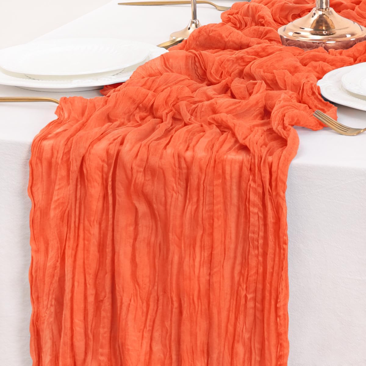 Orange Table Runner Cheesecloth Table Runner 4 Pack 10FT Farmhouse Table Runners 120 Inches Fall Table Decor Dining Room Centerpiece Wedding Boho Baby Shower Birthday