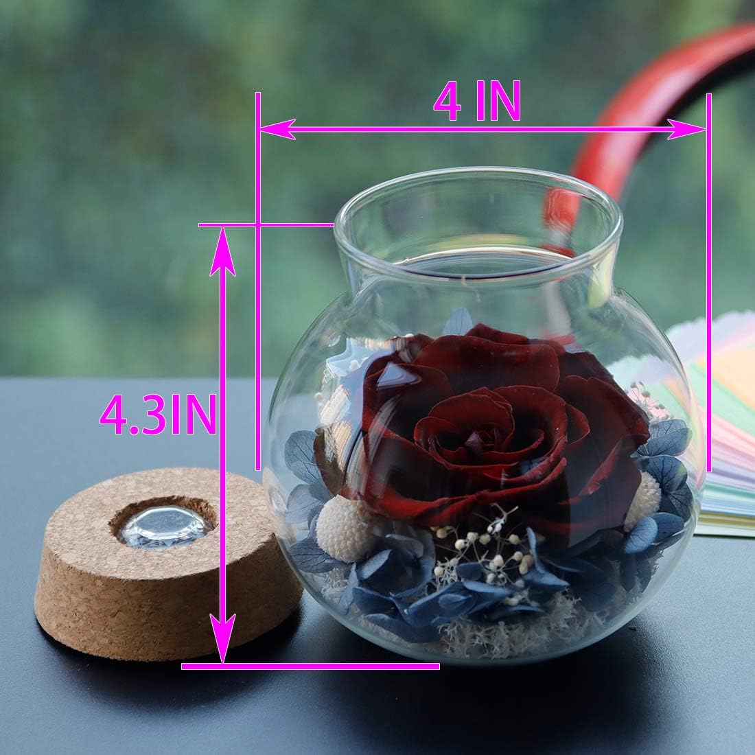 Preserved Real Roses with Colorful Mood Light Wishing Bottle,Eternal Rose，Never Withered Flowers,for Bedroom Party Table Decor, Anniversary,Valentine's,Mother's Day,a Gifts for Women (Burgundy)