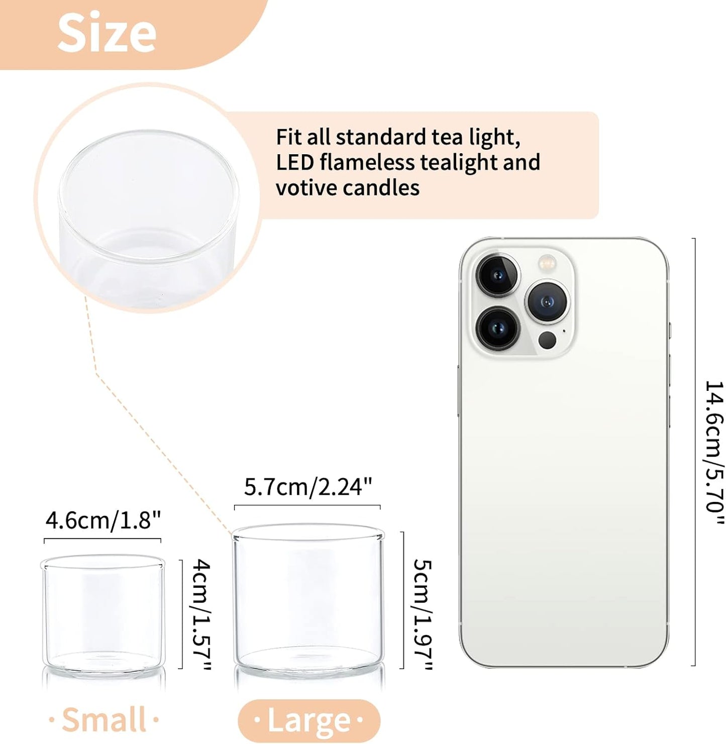 NUPTIO Clear Tealight Candle Holders: Set of 24 Glass Votive Holders Bulk - Small Floating Candleholder for Wedding Birthday Holiday Table Centerpieces Decoration (2.24 x 1.97 inch)