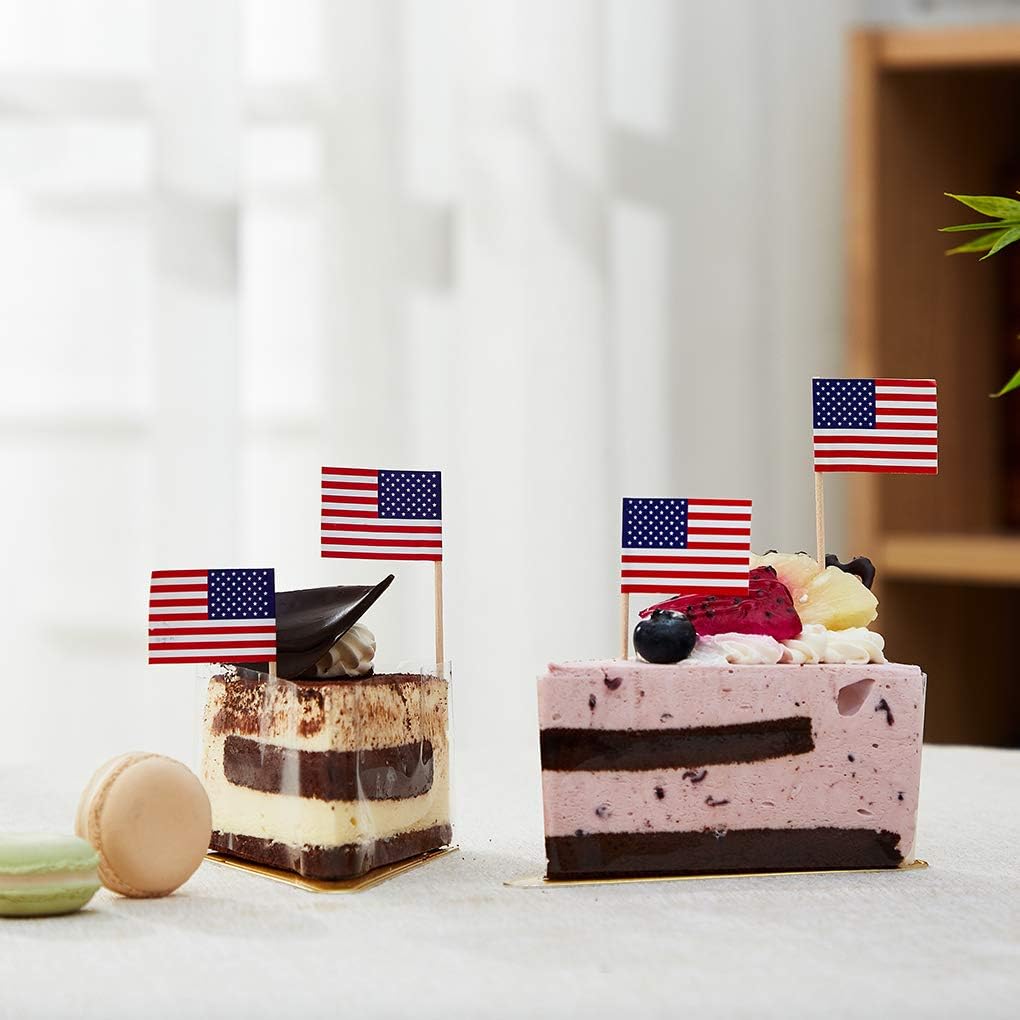 American Flag USA Flag, Small Mini American Toothpick Flags for Food, Cupcakes, Cocktails, Appetizers, Bar Party Decorations