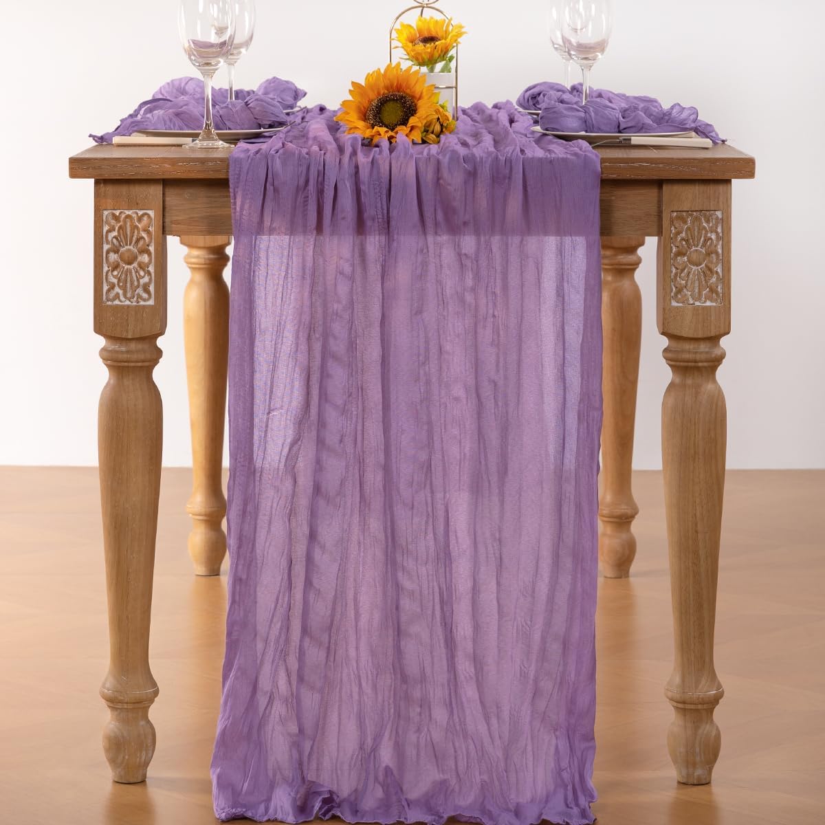 Lavender Purple Cheesecloth Table Runner Fall Table Runner Boho Gauze 120 Inches Cheese Cloth Fall Table Decorations for Thanksgiving Wedding Bridal Baby Shower Birthday Garden Party