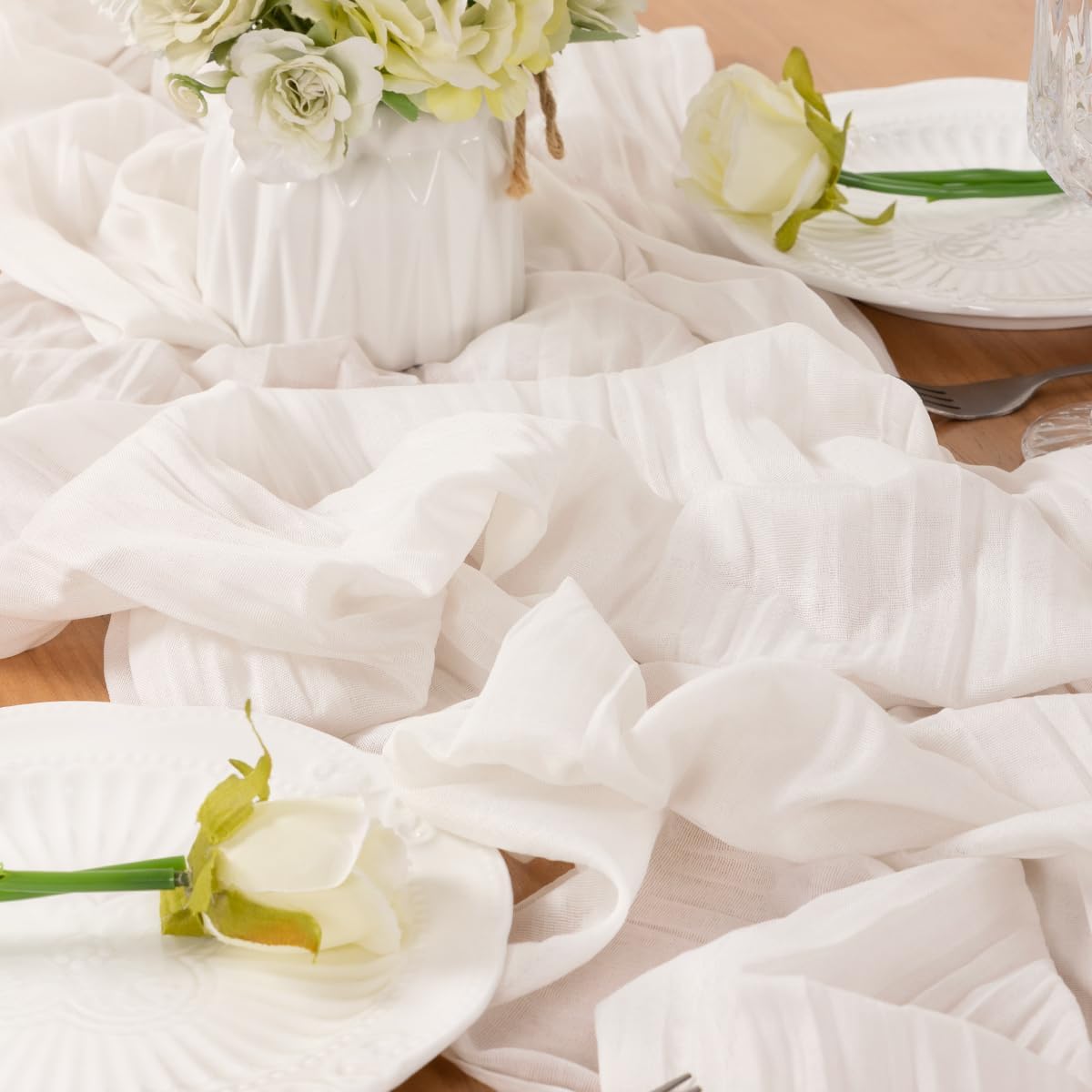 Ivory Table Runner Cheesecloth Table Runner 10FT Farmhouse Table Runners 120 Inches Fall Table Decor Dining Room Centerpiece Wedding Boho Baby Shower Birthday