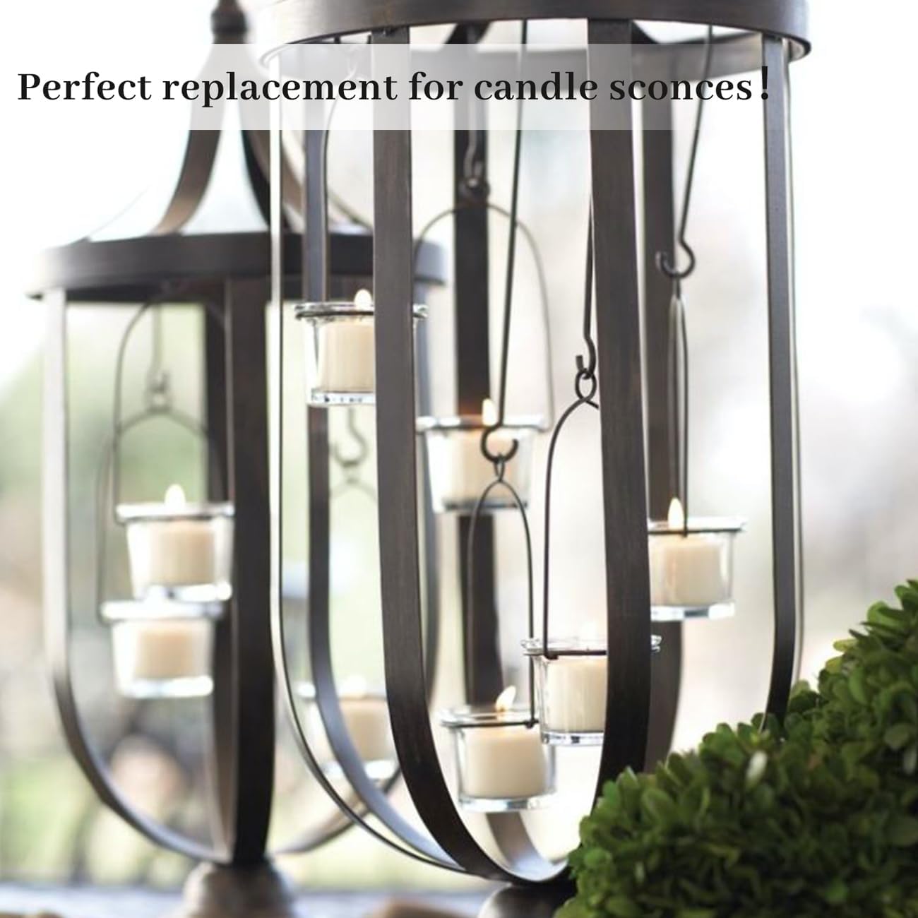 LETINE 24pcs Clear Tealight Candle Holder & 24pcs White, Smokeless, Unscented Soy Wax Tea Candles - Votive Candle Holders, Tea Lights Candles for for Fall Decorations,Weddings Decor