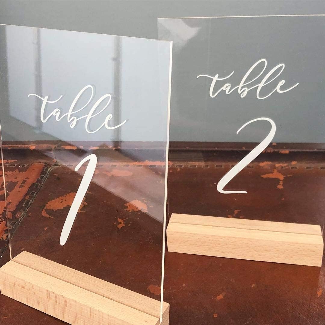 10 Pack Clear Blank Acrylic Sign for Table Numbers, 5x7 Inch Clear Acrylic Sheet Sign Blank 1/8 inch Thick, Use for DIY Table Signs for Wedding Party Events, Wood Stand NOT Included