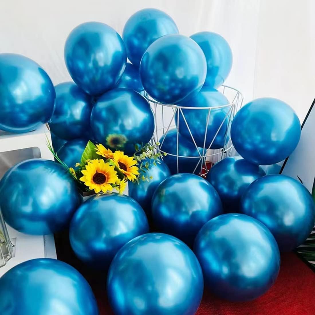 Blue Party Balloons 100pcs 12inch Chrome Metallic Blue Helium Balloons for Birthday Party Decoration and Arch Decoration Wedding Birthday Baby Shower Christmas Party