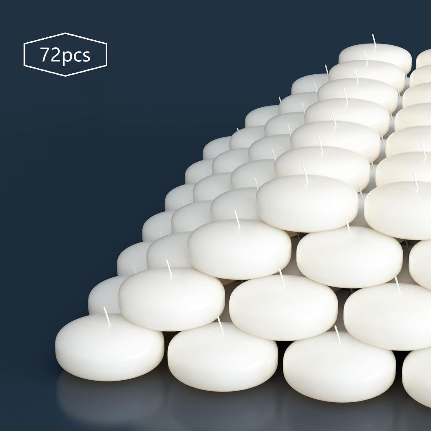 72 Floating Candles, Smoke-Free and odorless, Burning continuously for 8-10 Hours, White, 3-inch Floating Candles, Suitable for Valentine's Day, Weddings, Holidays, Home Decoration