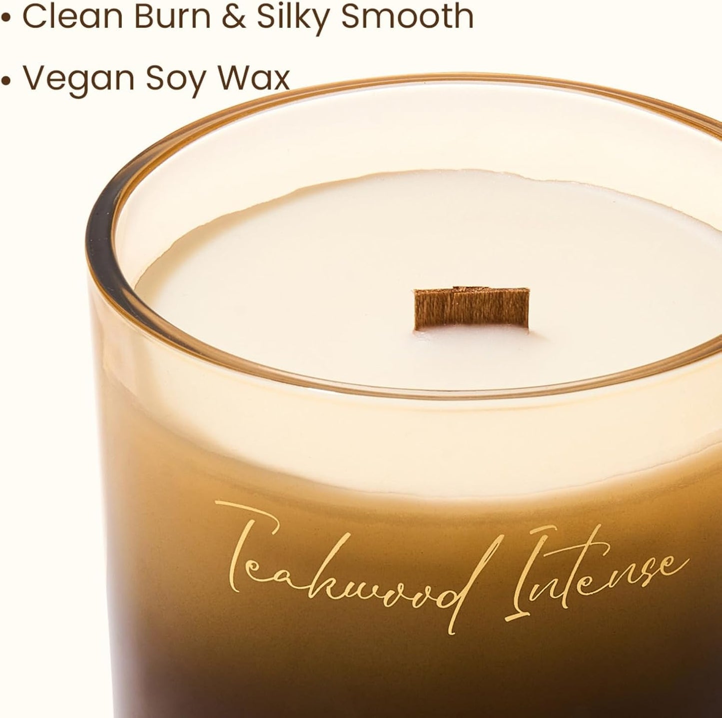 M&SENSE 16.6oz Natural Soy Large Jar Candle with Wooden Wick | Teakwood Intense Scent | 95-Hour Burn & Long-Lasting Burn | Housewarming Gift for Men and Women
