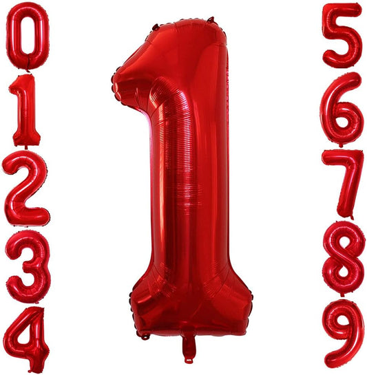 GOER Red Foil Balloons Number 1,Huge Number Balloons for 1st Birthday Party Supplies Anniversary Decorations (3 pcs,42 inch,32 inch,16inch)