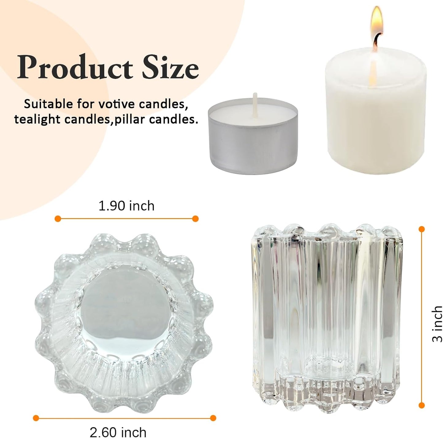 GOLDEAL 24Pcs Clear Glass Votive Candle Holders, Heavy-Duty Extra Thick Tealight Holders with High Transparency, Tea Candle Holders Bulk for Wedding, Party, Dinner, Home Table Decor