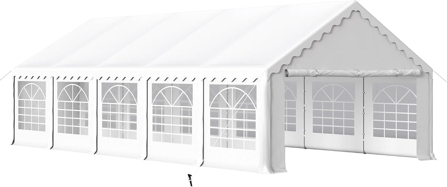 HERA'S PALACE 16'x 32' Outdoor Tents for Parties Large Canopy Tent with 12 Removable Sidewalls Heavy Duty Party Tent for Graduation Wedding and Birthday (White)