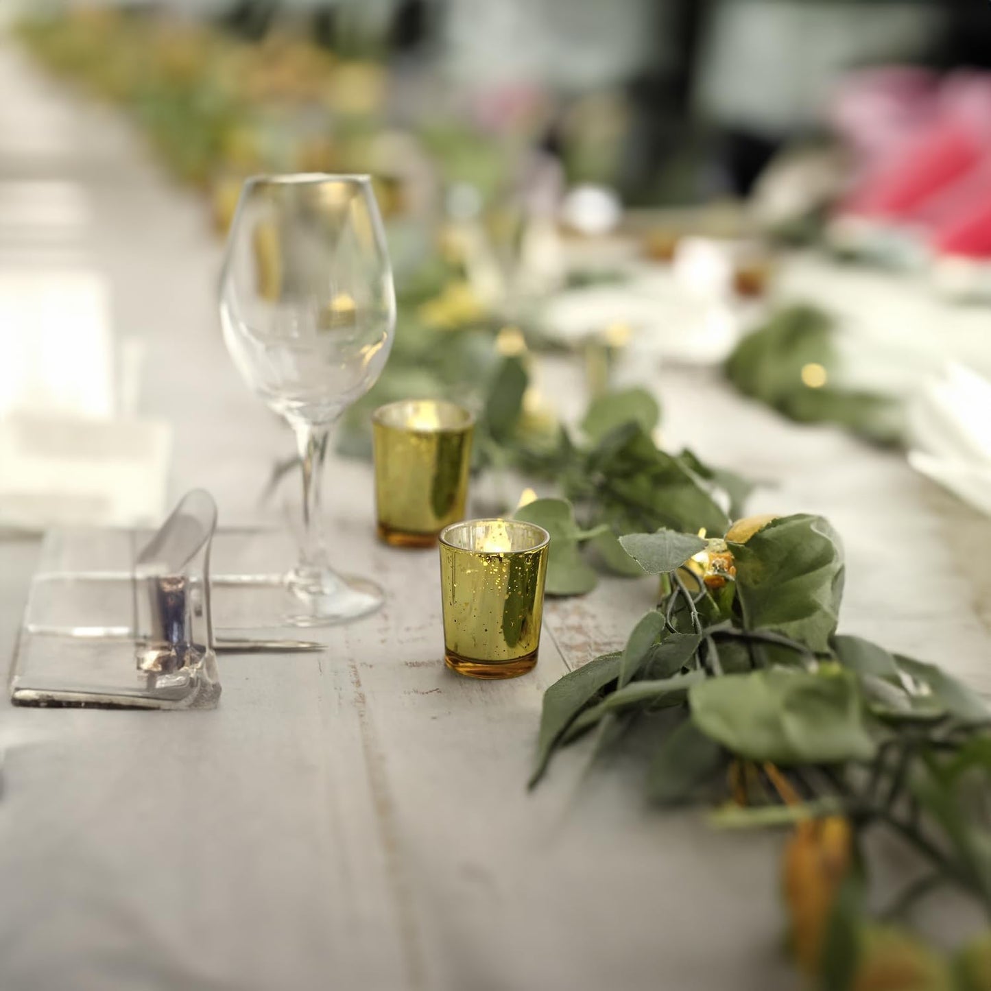 WGV Gold Speckled Tea Light Votive Candle Holder 2.2x2.75, Small Tiny Utility Cylinder Mercury Glass Vase, Home Accent Decor, 24 Pieces