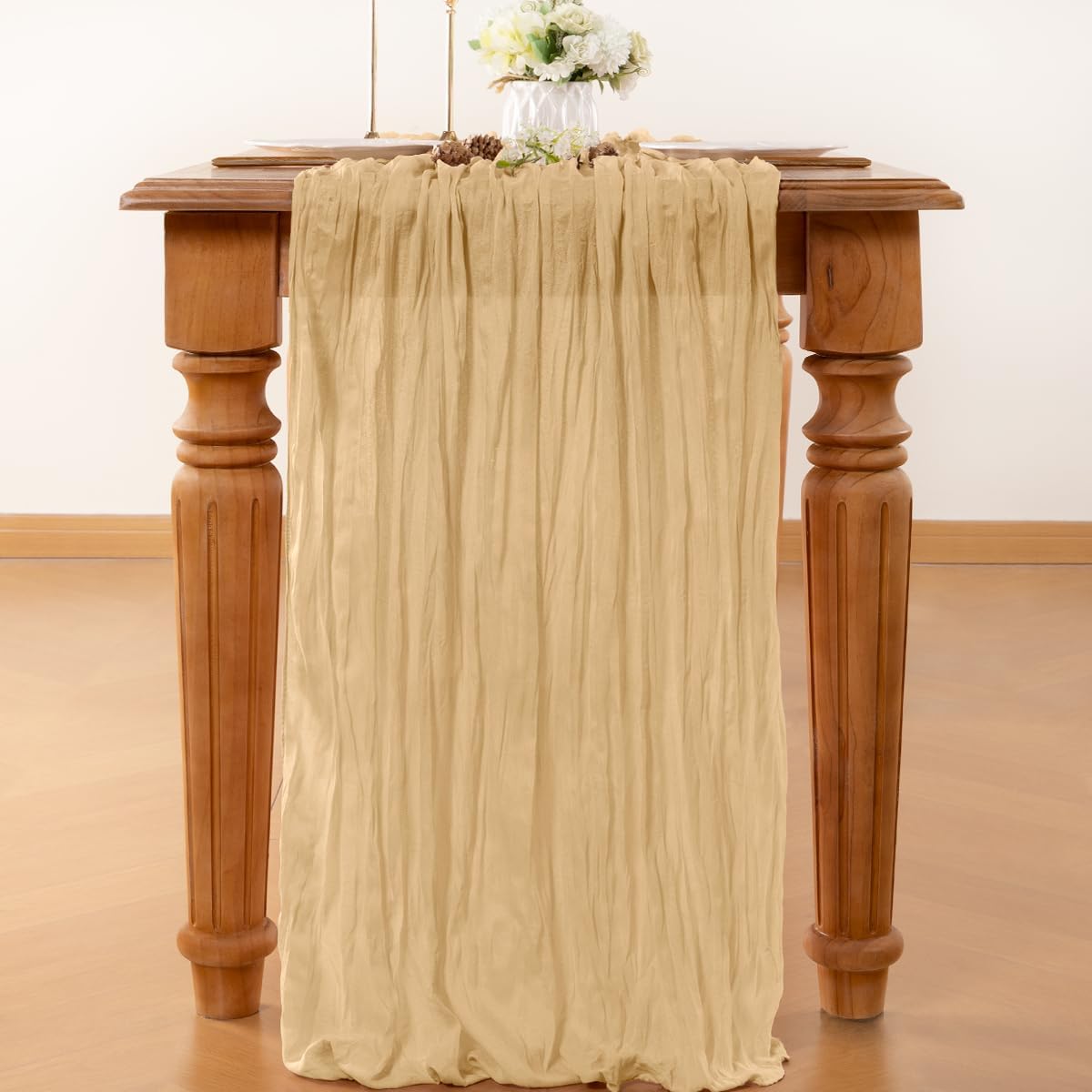 Beige Table Runner Cheesecloth Table Runner 10FT Farmhouse Table Runners 120 Inches Fall Table Decor Dining Room Centerpiece Wedding Boho Baby Shower Birthday